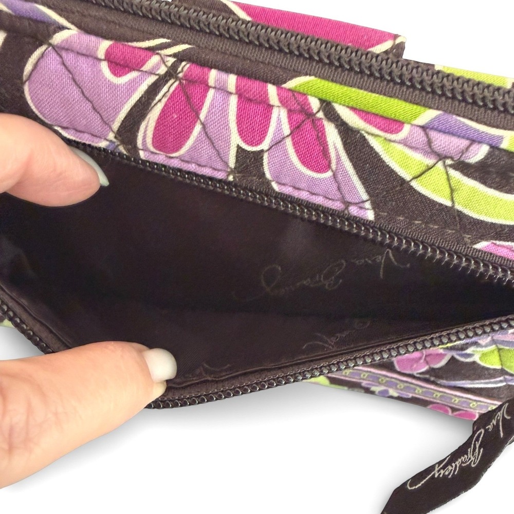 Vera Bradley Petal Paisley Quilted Turnlock Organizer Wallet Brown Pink Floral - Picture 5 of 9